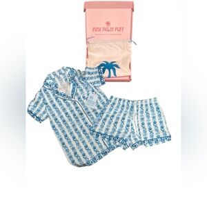 NWT Pink Palm Puff Pajama Set 100% Pima Cotton, Seabreeze Size XS